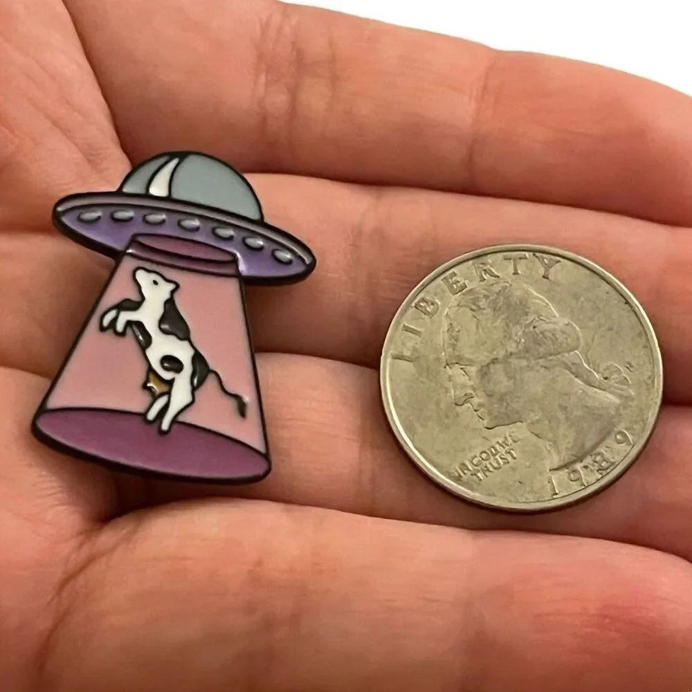 Alien Cow UFO Abduction Extraterrestrial Enamel Pin